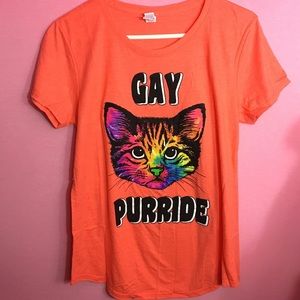 L Cat Gay Pride Shirt Tee LGBT Lesbian Bi Trans